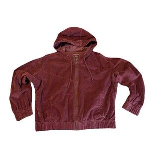 American Eagle Women L Cropped Corduroy  Maroon Jacket Y2K Boho Western Oversize